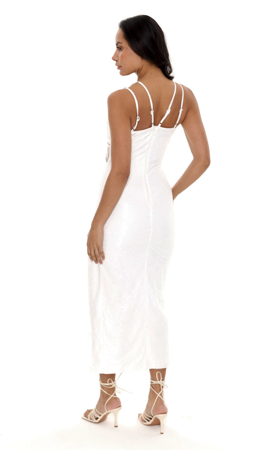 Diamante White Lace Maxi Dress