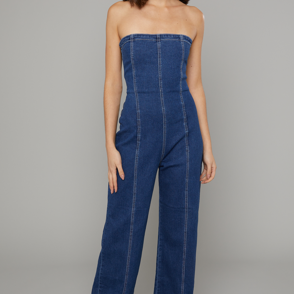 
                      
                        Statement Seem Denim Bandeau Jumpsuit
                      
                    