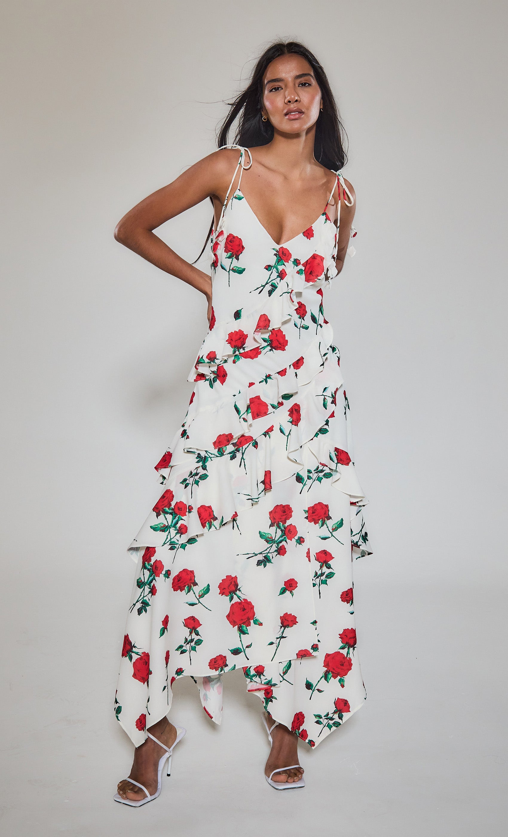 Red rose maxi dress deals
