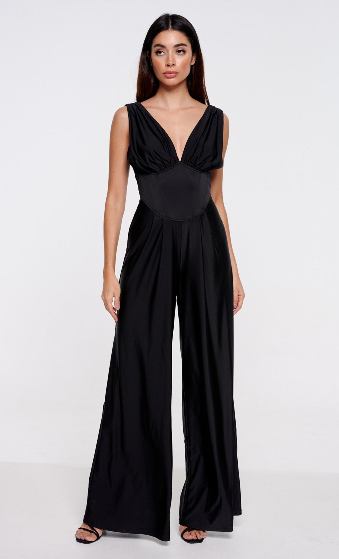 Black Corset Waist Jumpsuit