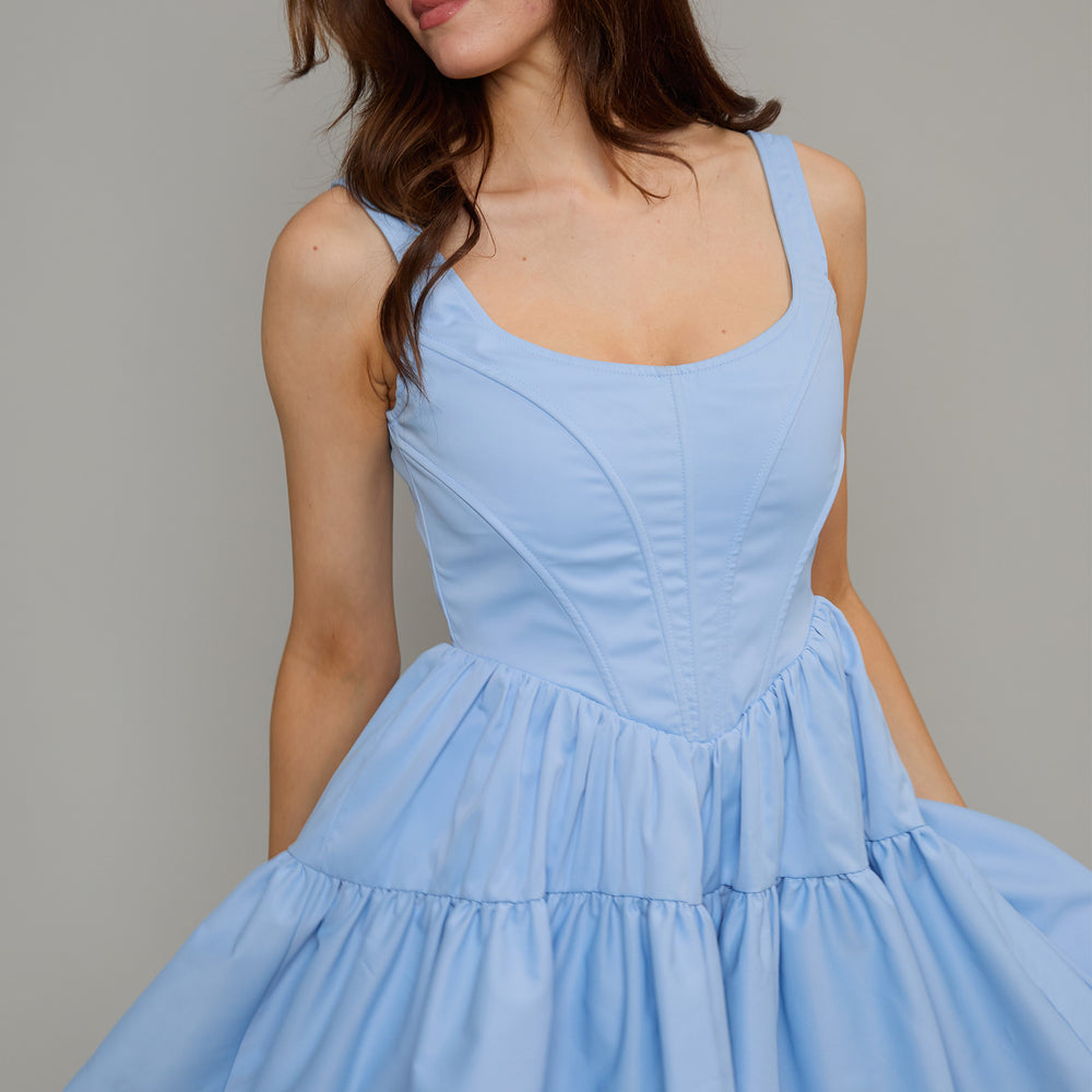 
                      
                        Baby Blue Corset Tiered Mini Dress
                      
                    