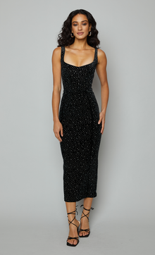  Black Velvet Diamante Midaxi Dress