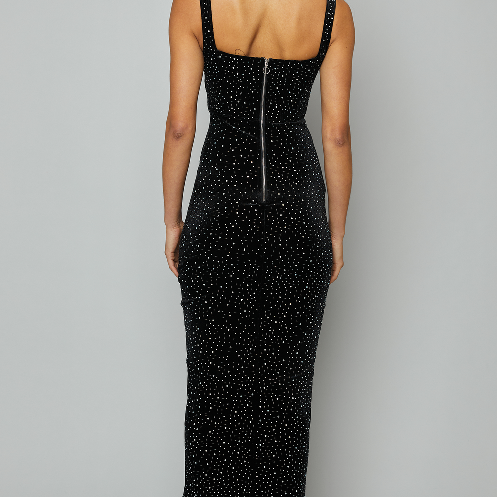 
                      
                        Black Velvet Diamante Midaxi Dress
                      
                    