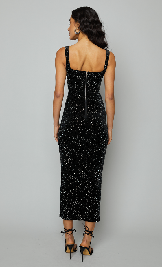 Black Velvet Diamante Midaxi Dress