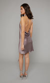 Mauve Halter-Neck Satin Mini Dress