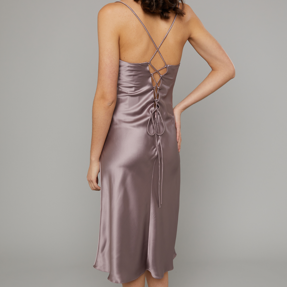 
                      
                        Mauve Pink Tuck Cup Midi Slip Dress
                      
                    