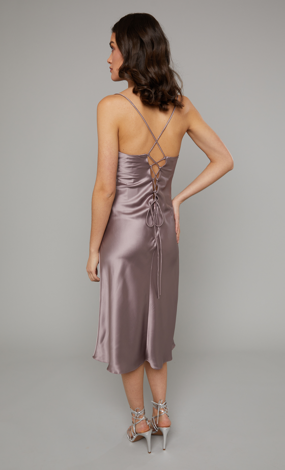 Mauve Pink Tuck Cup Midi Slip Dress