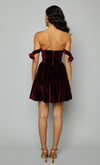 Wine Velvet Bandeau Mini Dress With Bows