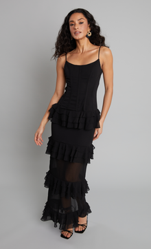  Black Corset Cami Maxi Dress