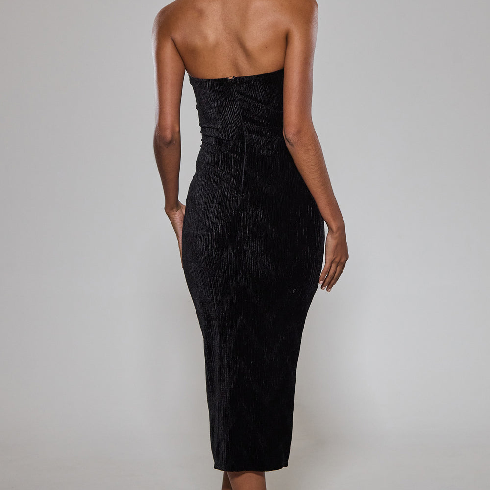 
                      
                        Black Velvet Bandeau Midi Dress
                      
                    