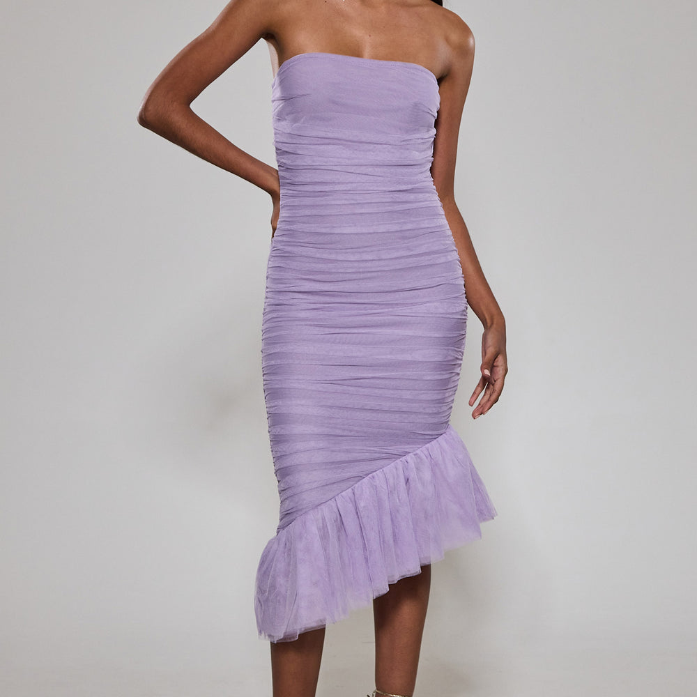 Lilac Asymmetric Bandage Dress