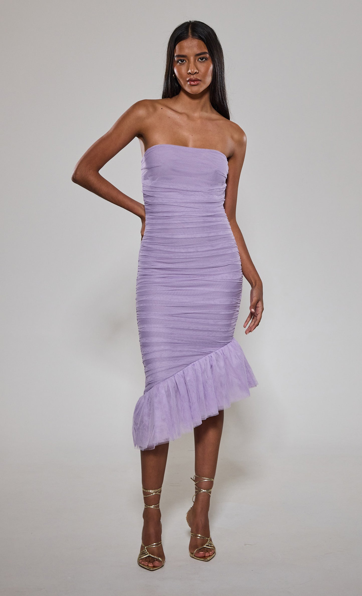 Lilac Asymmetric Bandage Dress