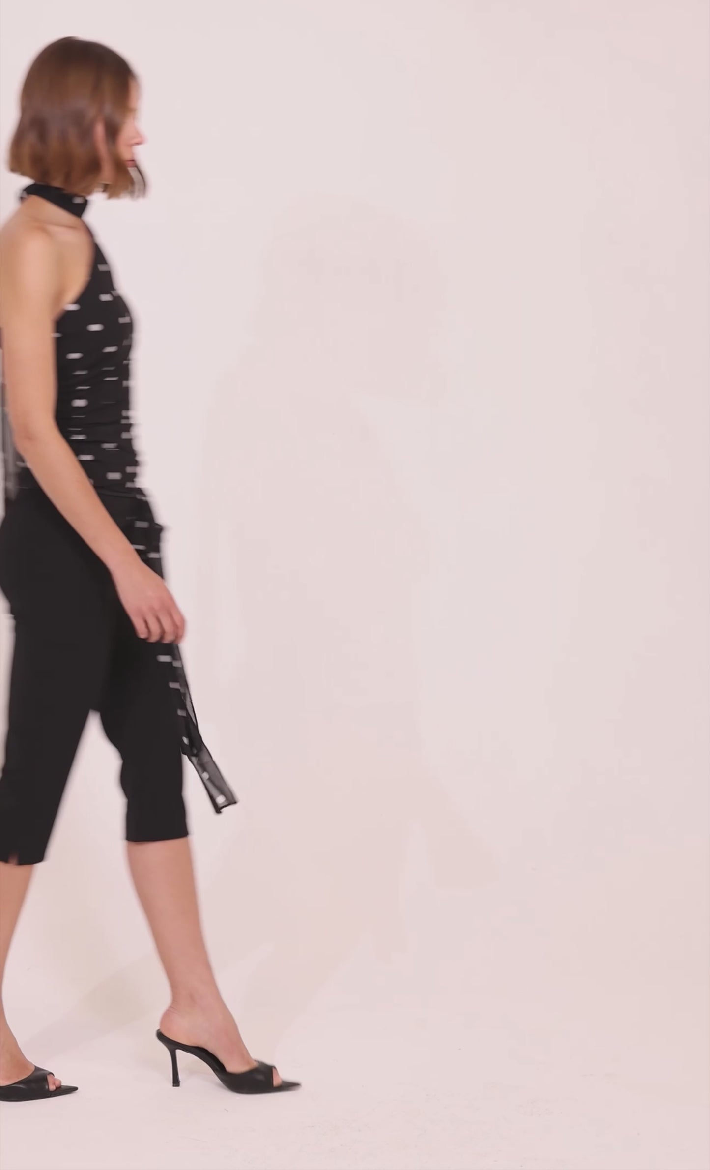 Black Polka Dot One Shoulder Scarf Top