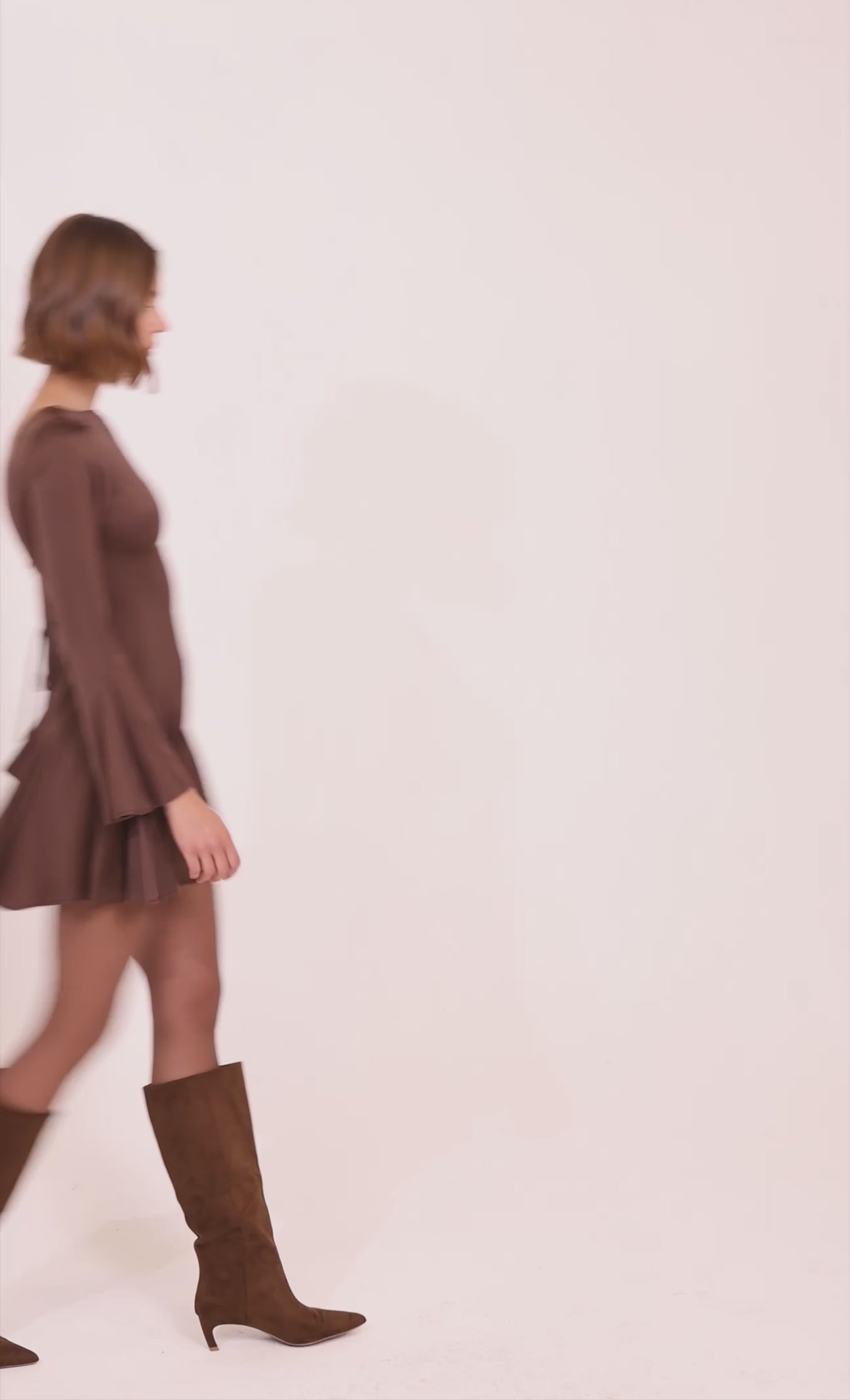 Chocolate Satin Godet Mini Dress
