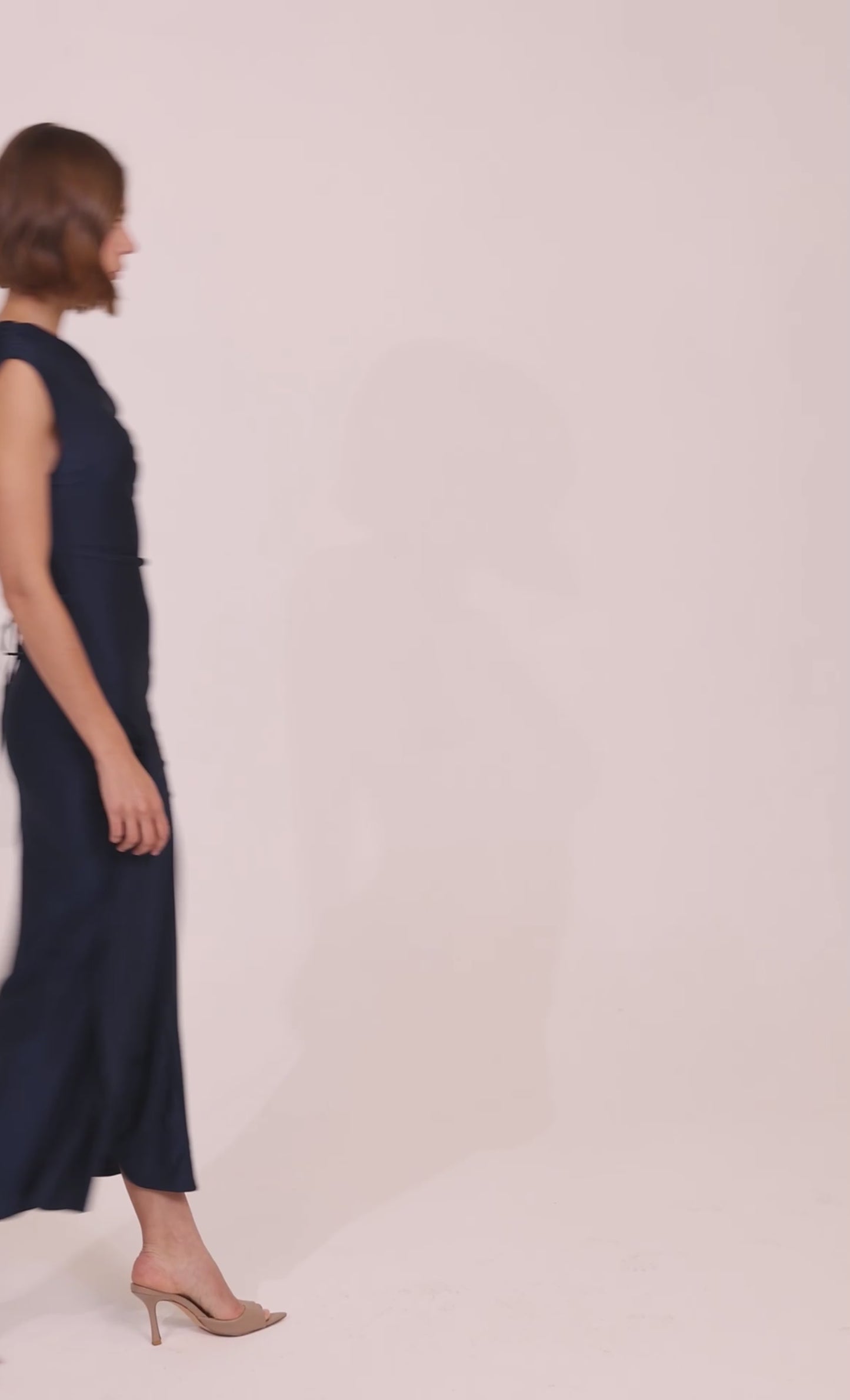 Navy Fallen Shoulder Thigh Slit Maxi Dress