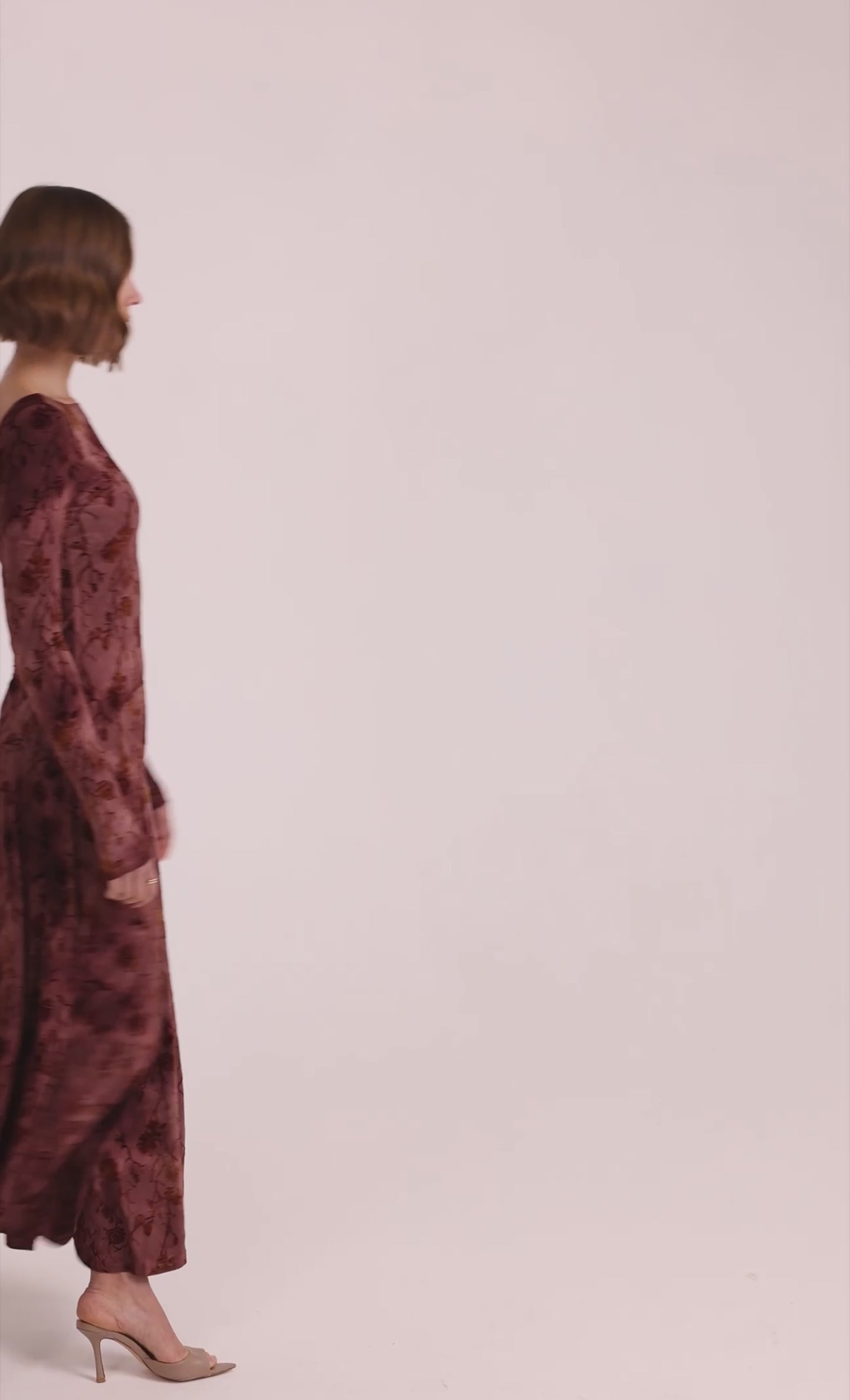 Mauve Floral Burnout Curve Maxi Dress