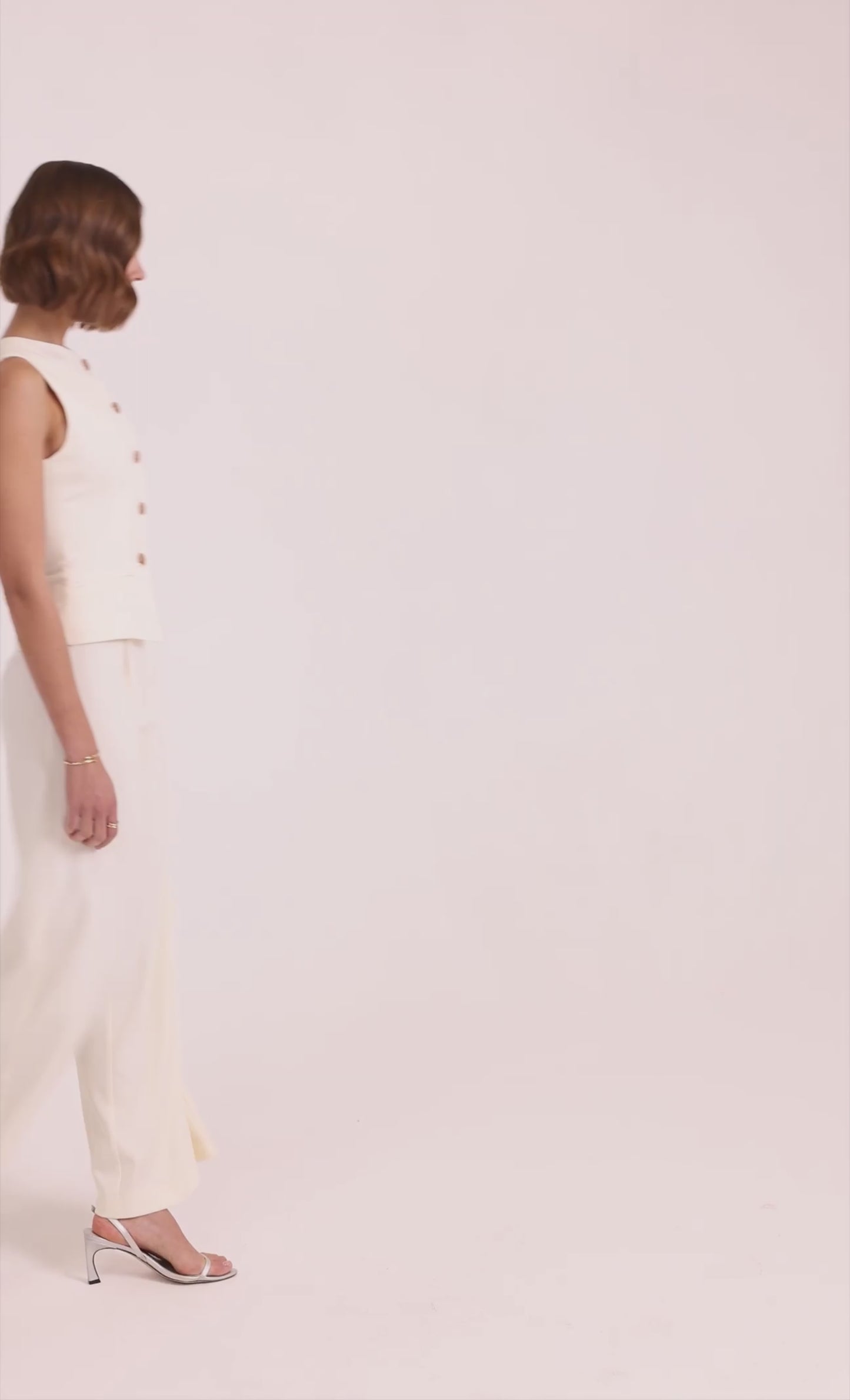 Cream 2 In 1 Waistcoat Jumpsuit