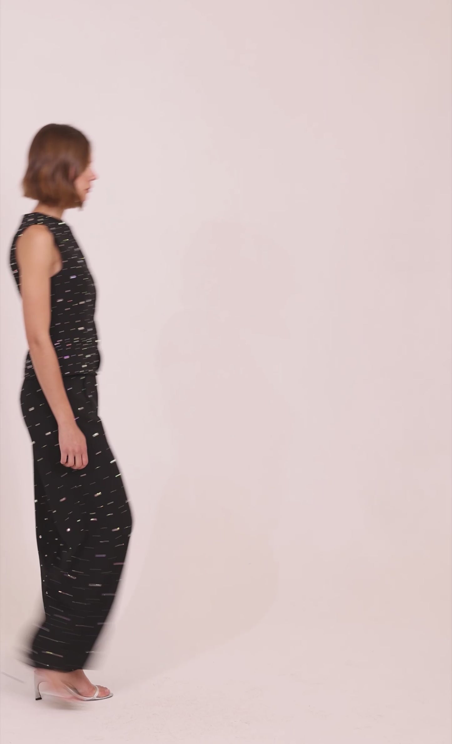 Black Diamanté Tailored Wide-Leg Jumpsuit