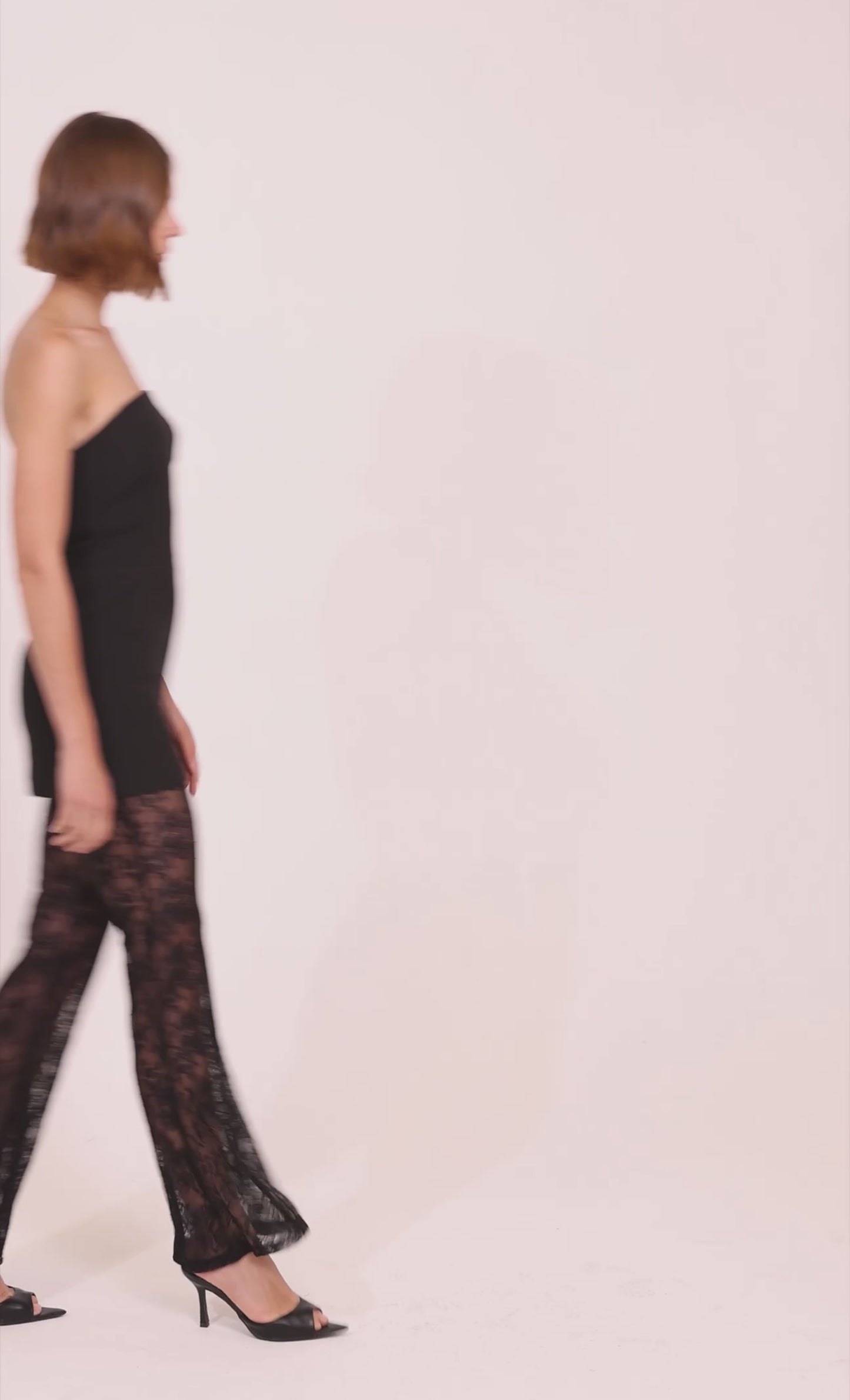 Black Bandeau Lace Trouser Jumpsuit