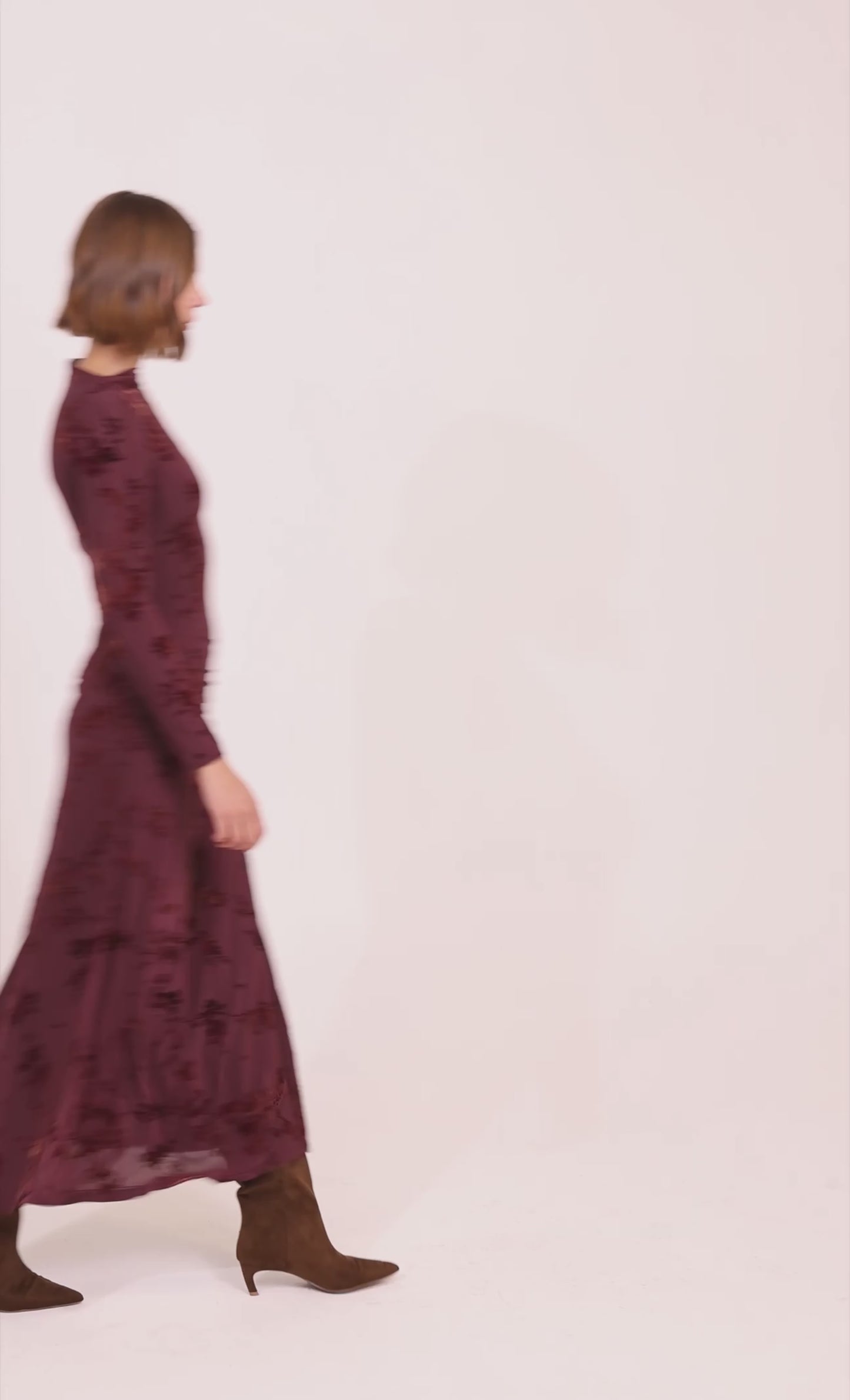 Wine Burnout Ruched Maxi Dress