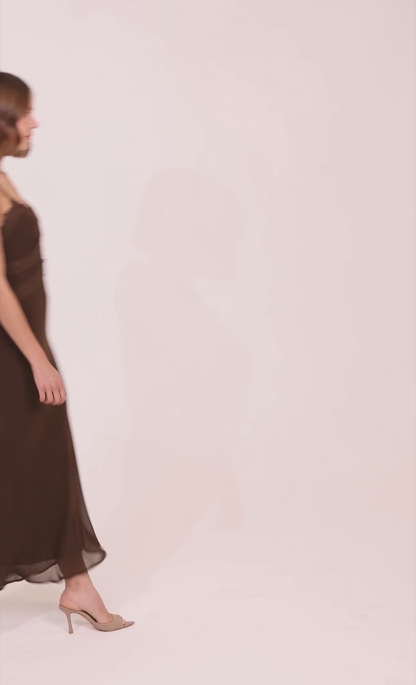 Brown Lace Trim Maxi Dress