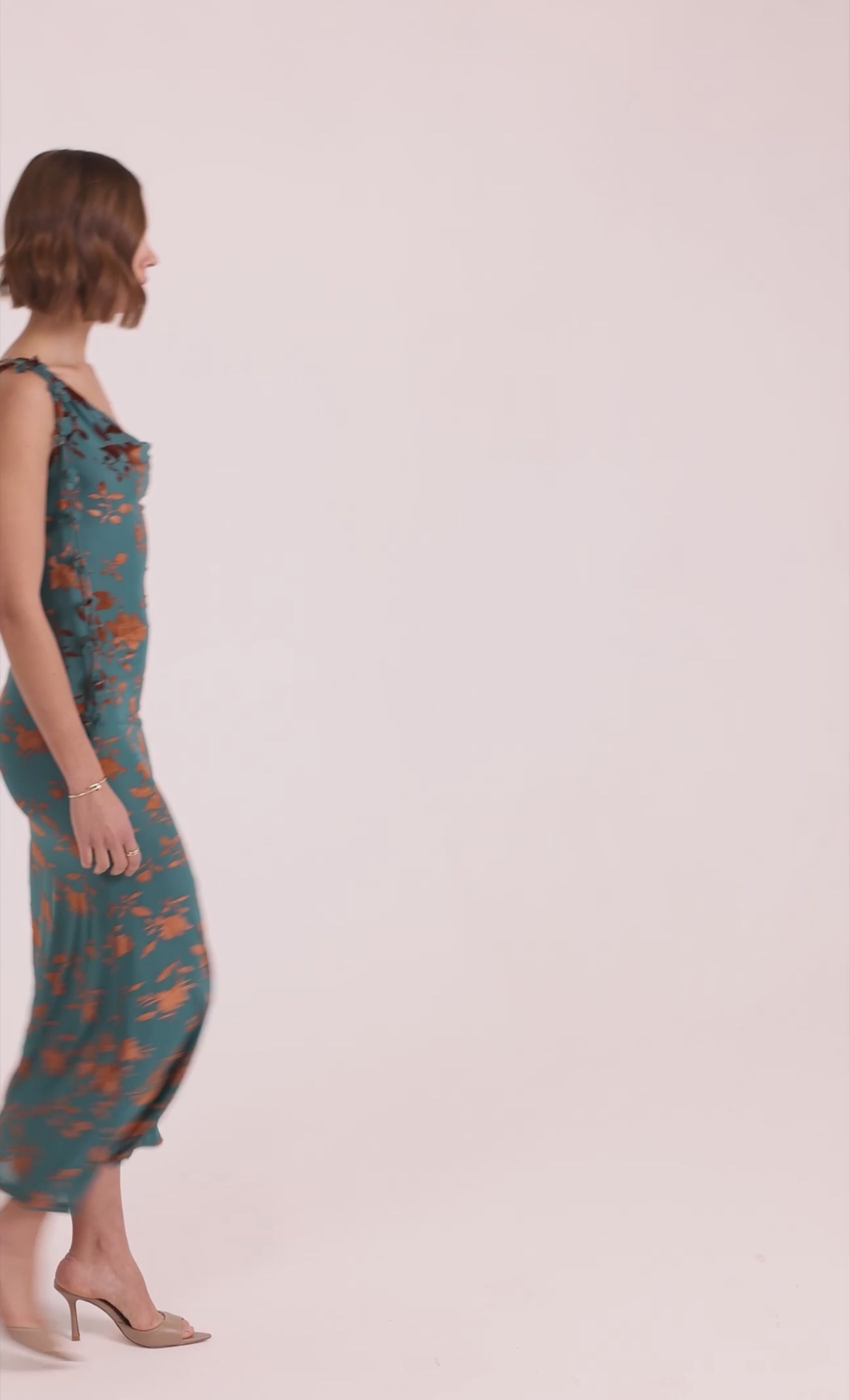Teal Burnt Devore Asymmetric Maxi Dress – Rare London