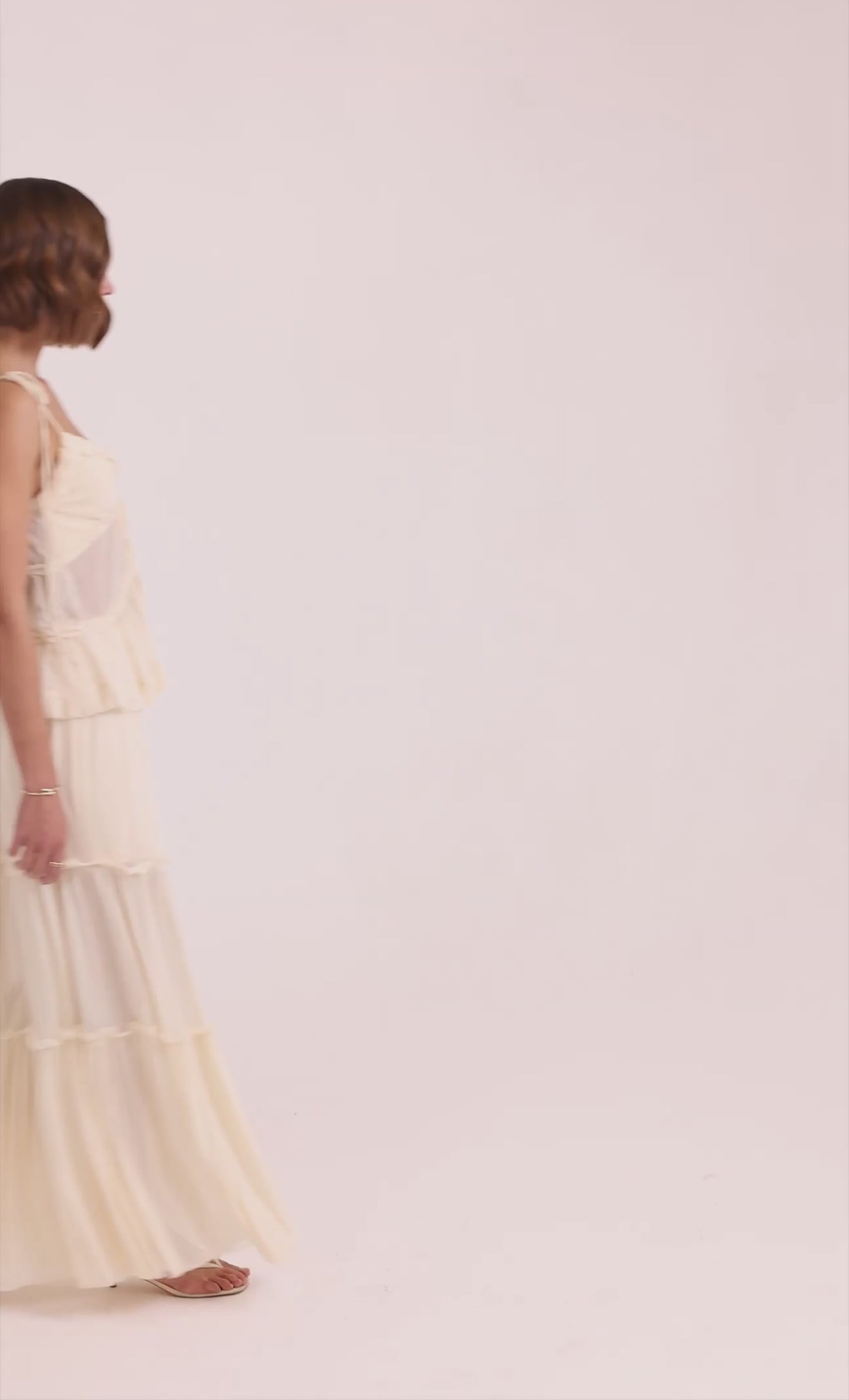 Cream Tiered Chiffon Cami Top