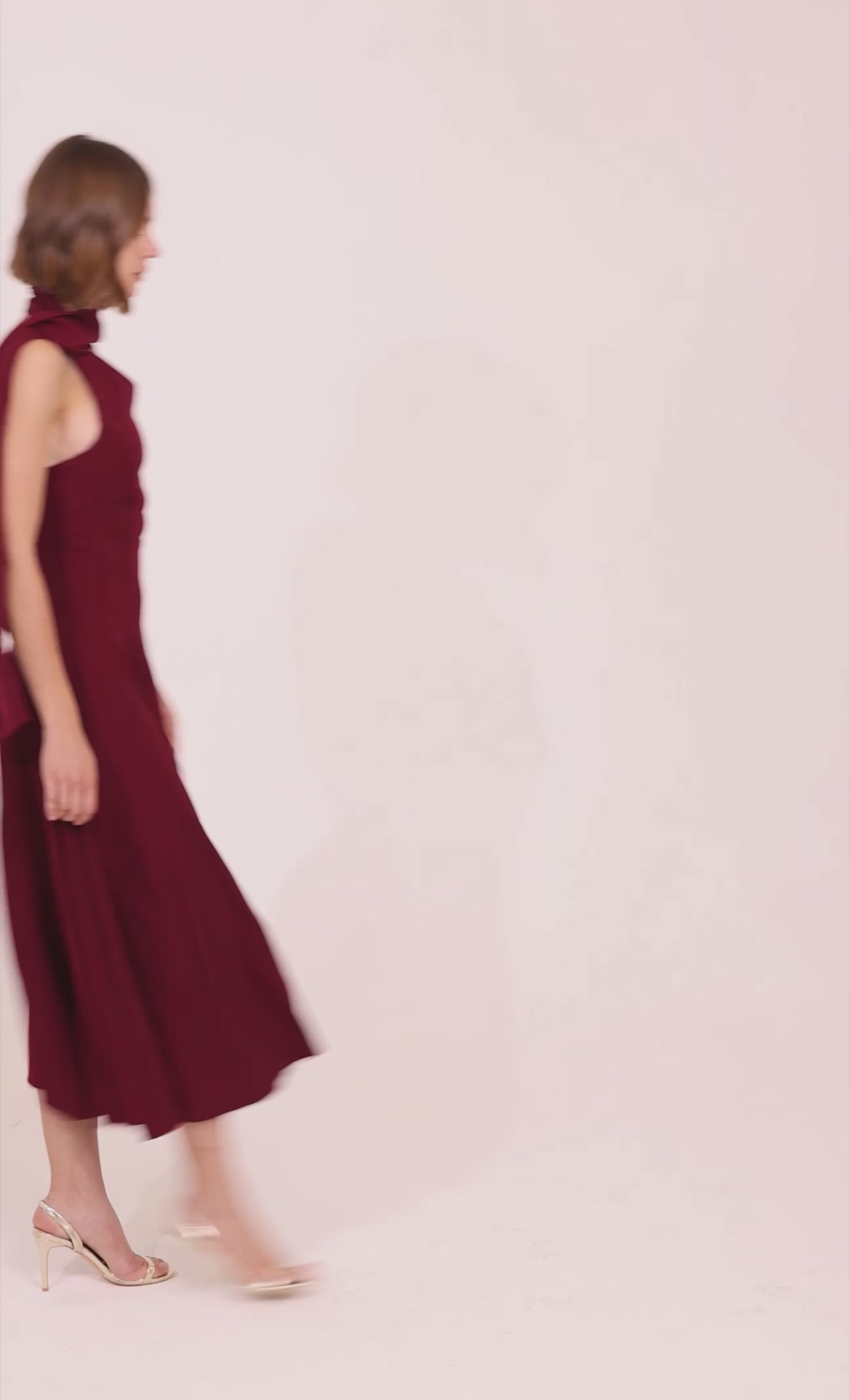 Wine Scarf Detail Midi Dress