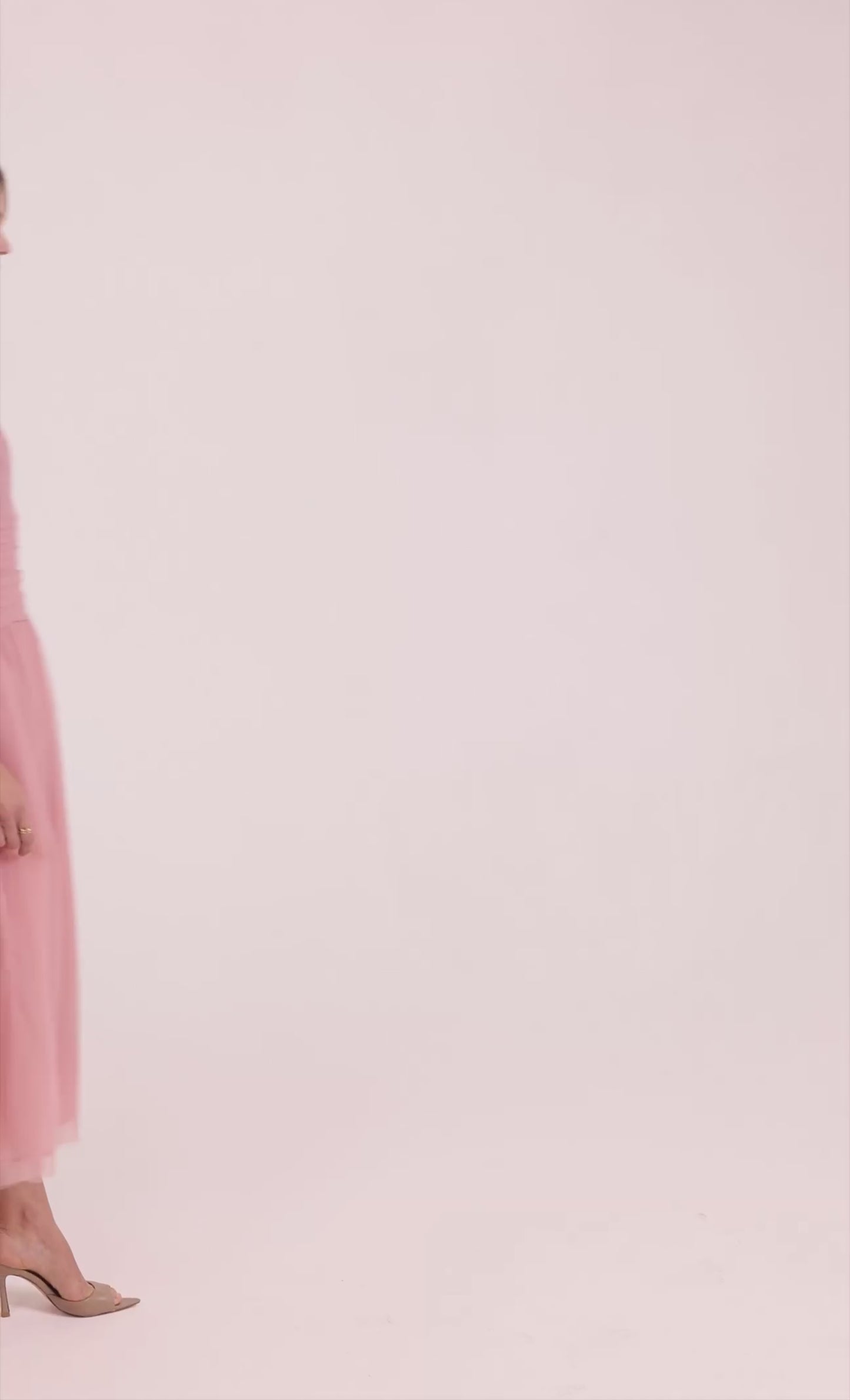 Pink Bandeau Mesh Maxi Dress