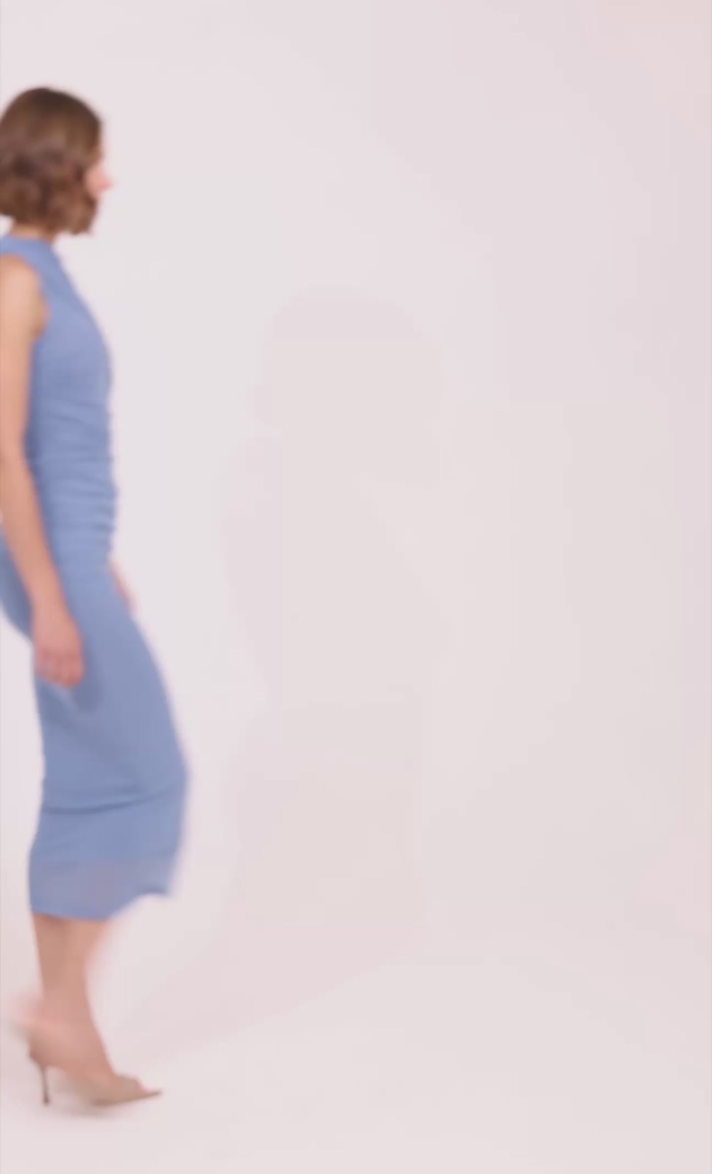 Blue Cape Mesh Midi Dress