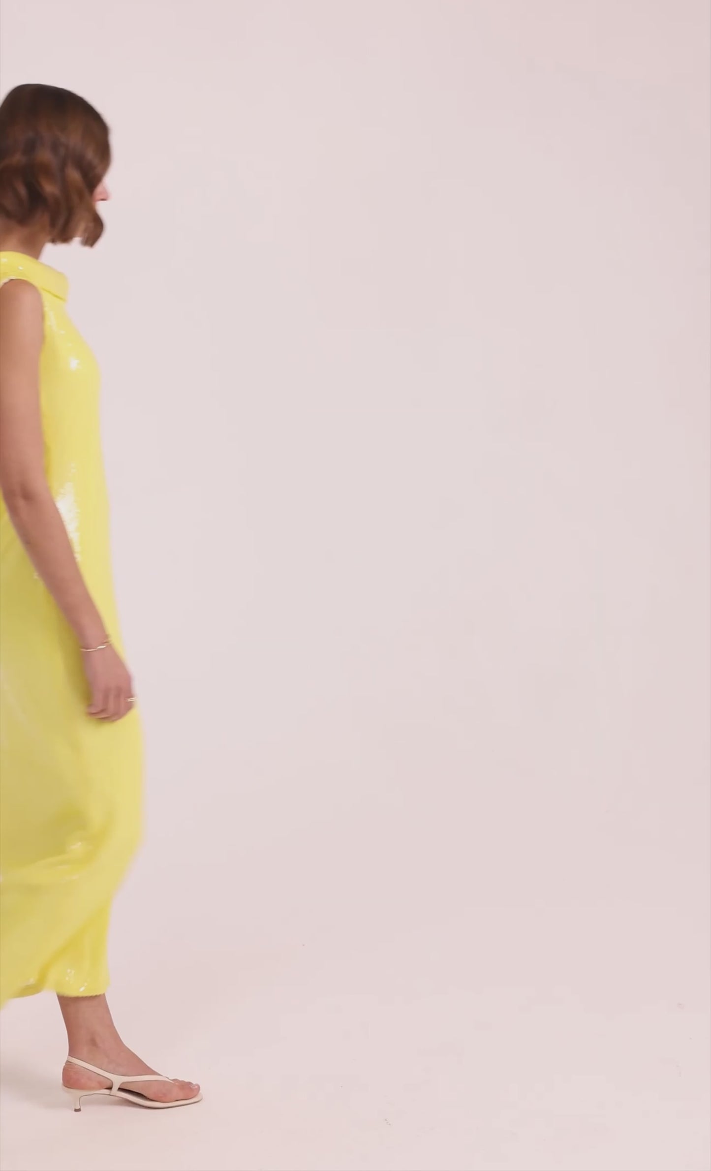 Yellow Sequin Cowl Back Maxi Dress
