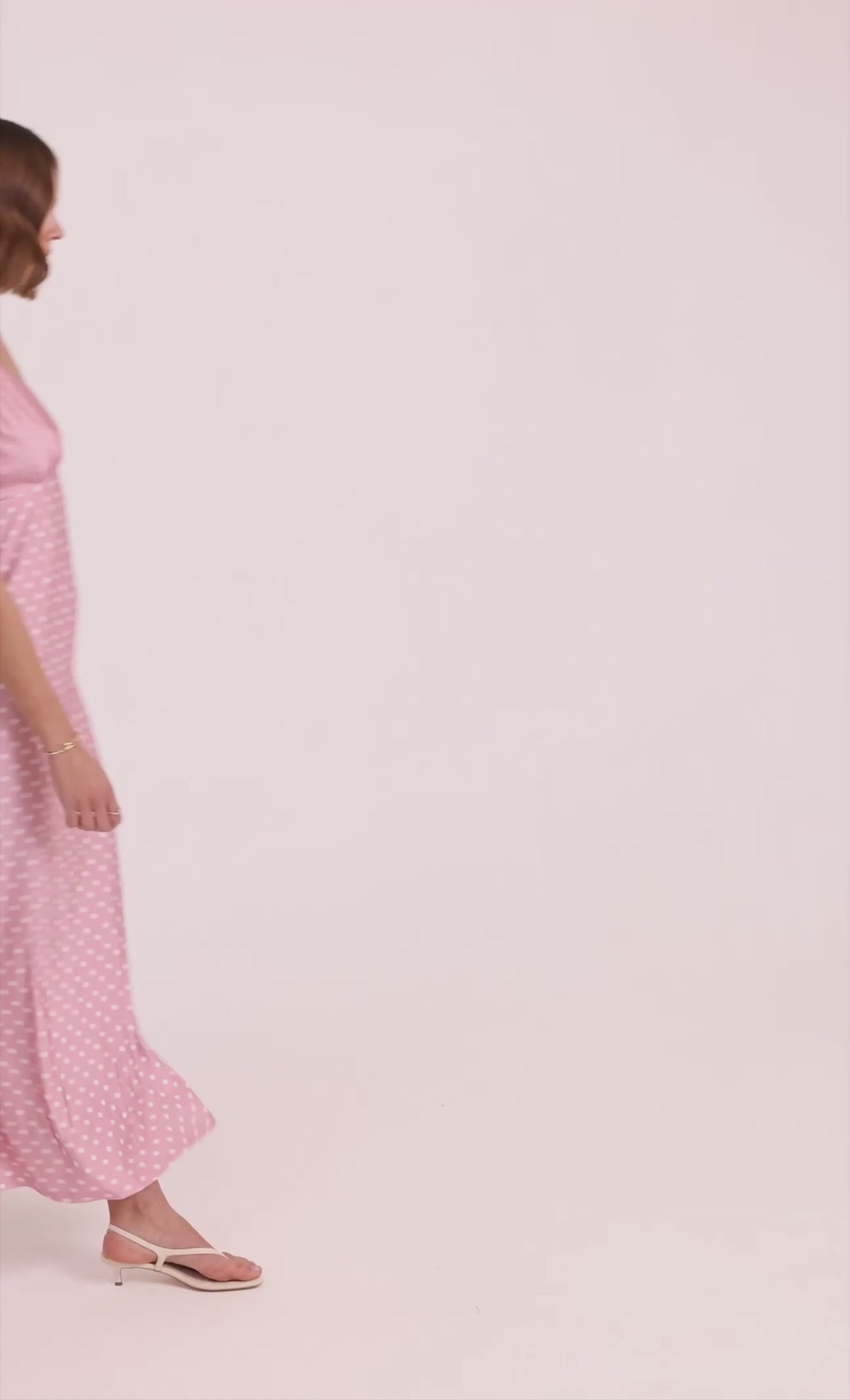 Pink Polka Dot Liquid Jersey Maxi Dress  Rare London
