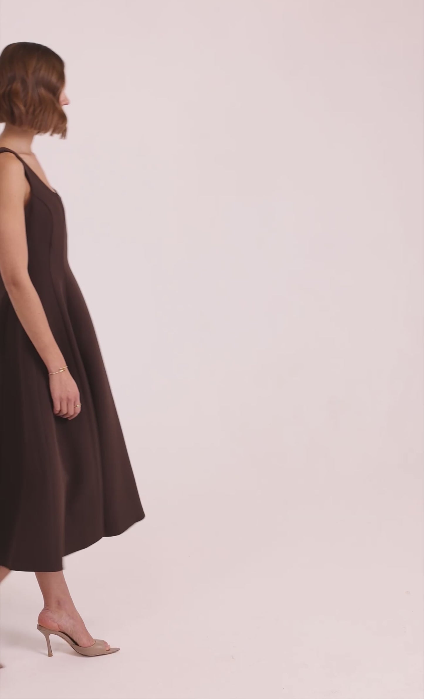 Brown Crepe Midi Dress
