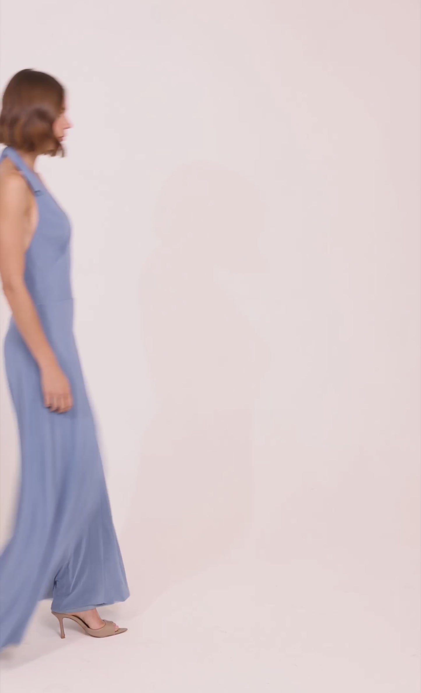 Blue Halterneck Wide Leg Jumpsuit