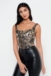 Black & Gold Jacquard Corset Top
