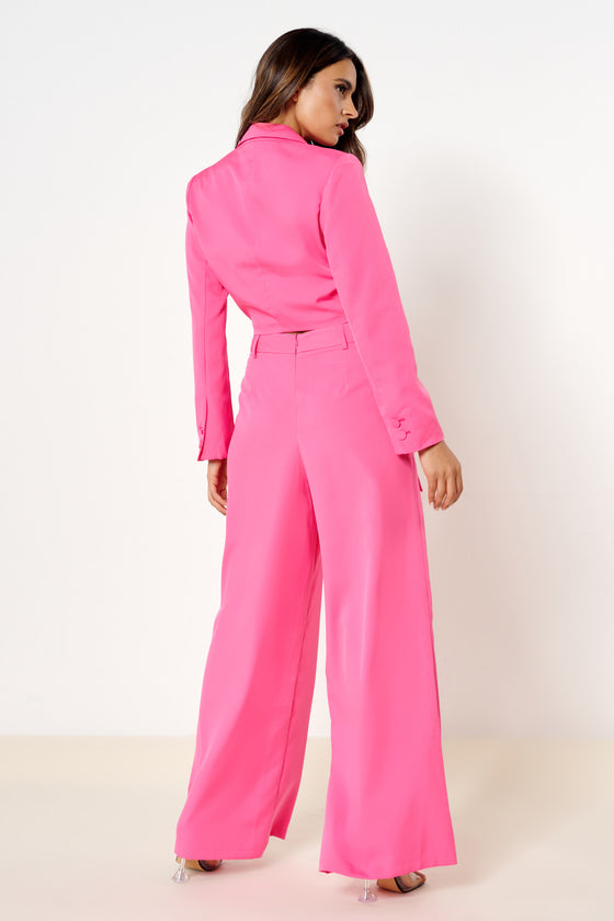Hot Pink Tailored Tie Wrap Co-ord Blazer
