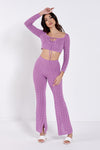 Lilac Pointelle Knit Trousers