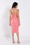 Pink Bust Detail Slinky Midi Dress