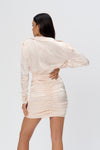 Cream Satin Shirt Ruched Mini Dress