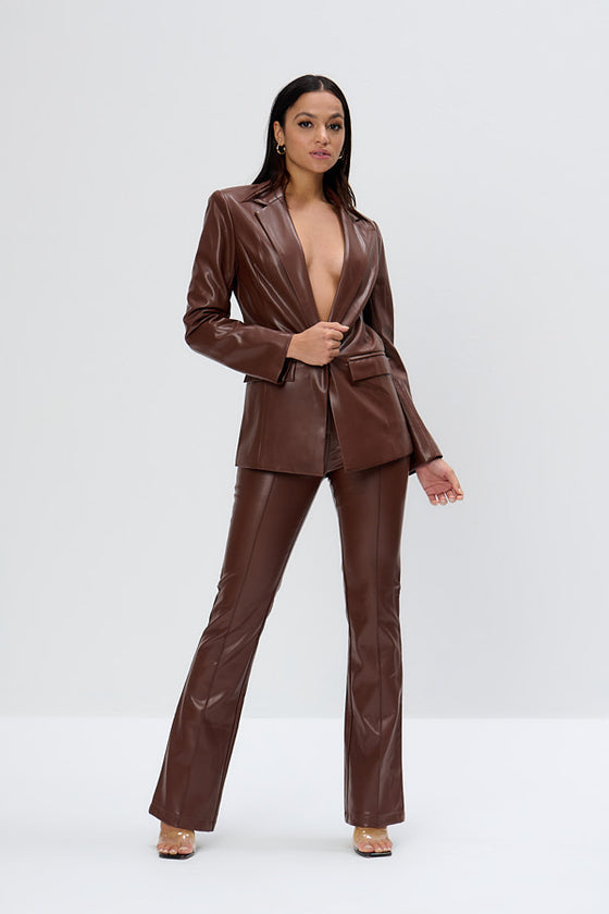 Brown Vegan Leather Trousers