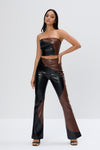 Black & Brown Vegan Leather Trousers