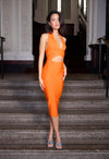Orange Bandage Cut Out Midi Dress