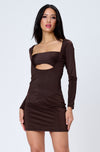 Brown Cutout Front Mini Dress