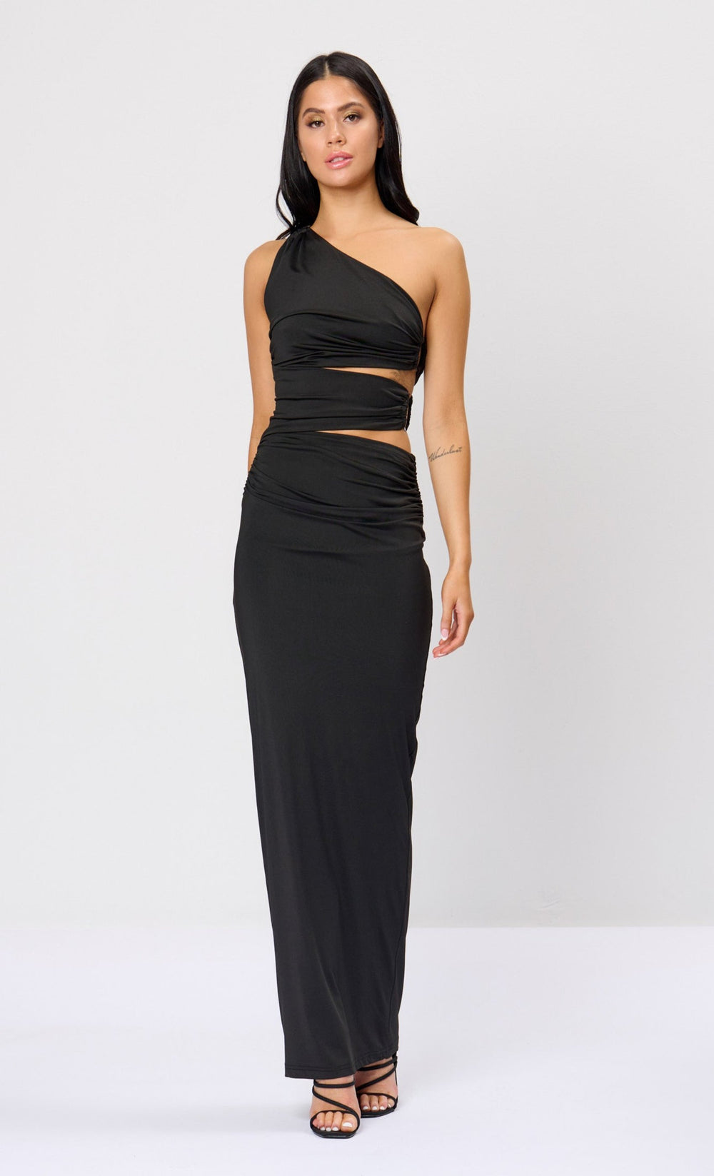 Black Ring Detail Cutout Maxi Dress