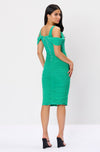 Aloe Green Corset Ruched Drape Midi Dress