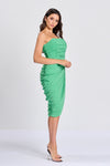 Aloe Green Glitter Mesh Drape Wrap Dress