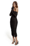 Black Lace Glove Midi Dress
