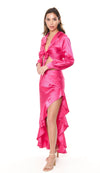 Pink Satin Stripe Flemenco Skirt
