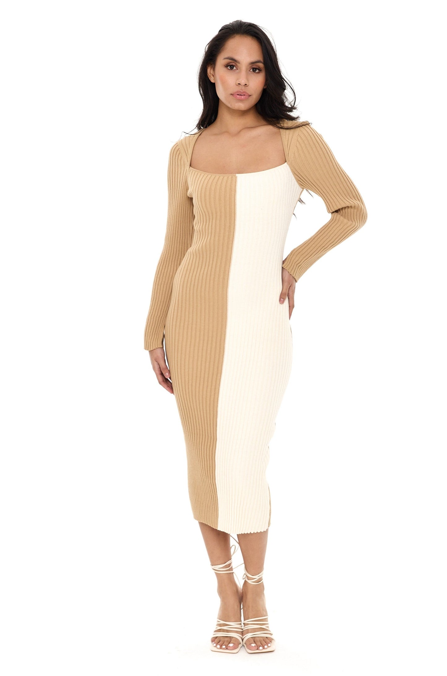 Colourblock Rib Midaxi Dress