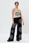 Black & White Contrast Knit Swirl Front Trousers